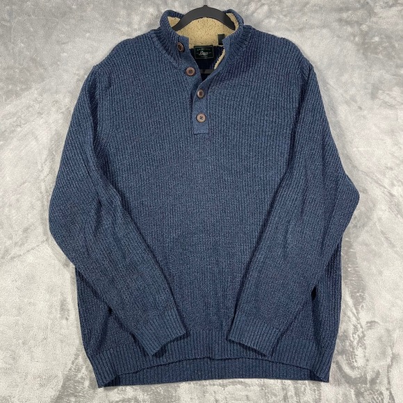 G.H. Bass & Co. Other - G.H. Bass & Co Mens Blue Chunky Ribbed Knit Sherpa Lined Mock Neck Sweater XXL